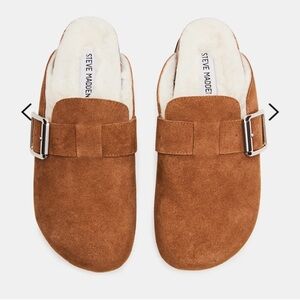 SAM CLOGS FAUX FUR TAN SUEDE